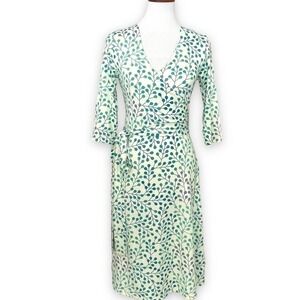 PATTYBOUTIK Green Yellow Floral Wrap Dress Size Small NWT